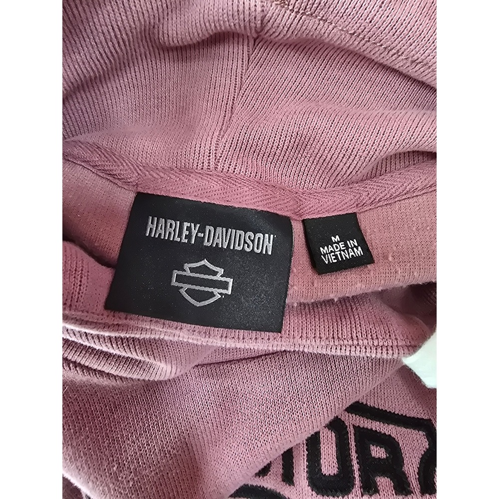 Harley-Davidson Women Funnel Neck Pullover Sweatshirt Mauve Pink Logo Medium - Picture 4 of 5